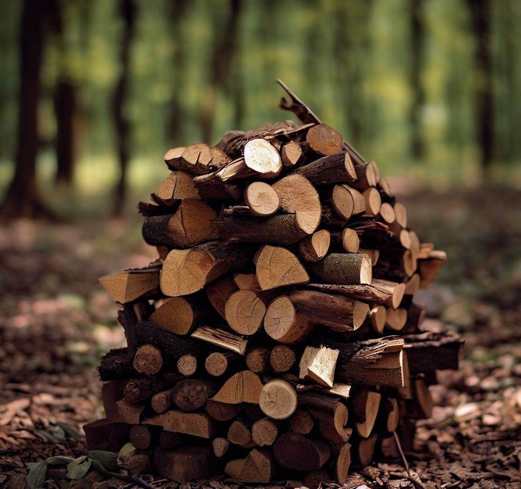 Pile of firewood in the Red River Gorge, KY, ready for a campfire.