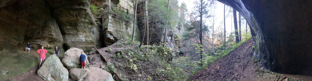 Camping at the Red River Gorge KY 1 Golf ball on tee in Red River Gorge, KY. Mystery hike fun.