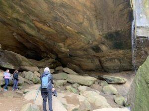 Golf ball on tee in Red River Gorge, KY. Mystery hike fun.