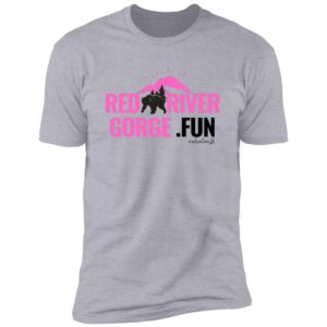 Red River Gorge.fun T-shirt with bear, mountain, and trees design.