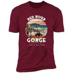 Red River Gorge premium short sleeve t-shirt featuring a scenic view of the gorge in Kentucky.