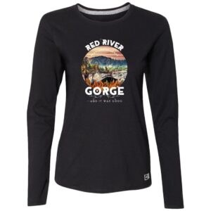 Red River Gorge long sleeve tee. The tee features a scenic view of the Red River Gorge, KY.