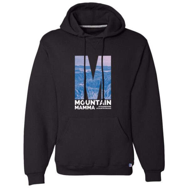 Black Mountain Mamma Dri-Power Fleece Pullover Hoodie with mountain graphic. Red River Gorge KY apparel.