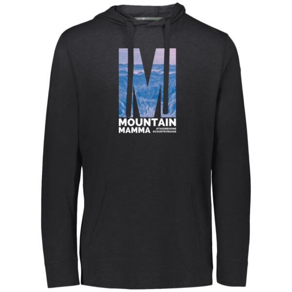 Mountain Mamma Eco Triblend Hoodie featuring a Red River Gorge mountain graphic. #countryroads