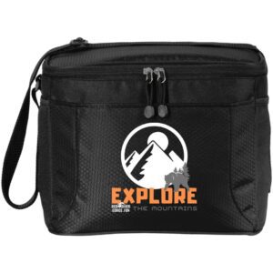 Black 12-pack cooler with 