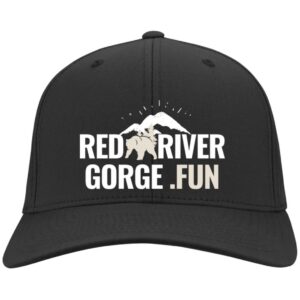 Black Red River Gorge.fun baseball cap with mountain design. Red River Gorge KY apparel.