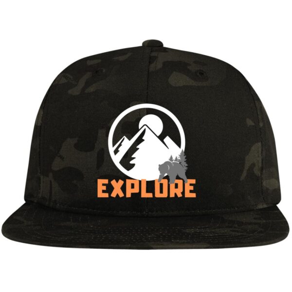 Explore Embroidered Flat Bill High-Profile Snapback Hat