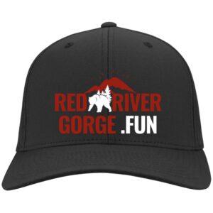 Black Red River Gorge.fun cap with mountain, bear, and tree design. Red River Gorge, KY apparel.