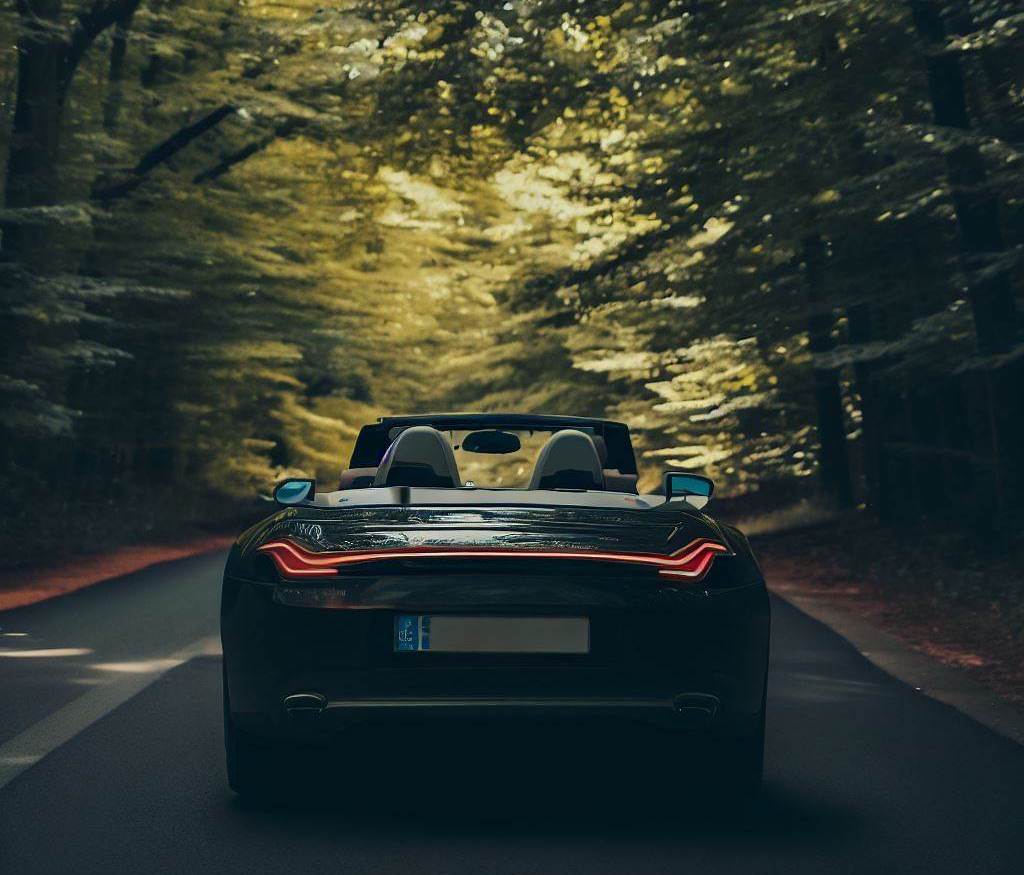 Convertible car driving through the Red River Gorge, Kentucky. Perfect for a scenic drive.